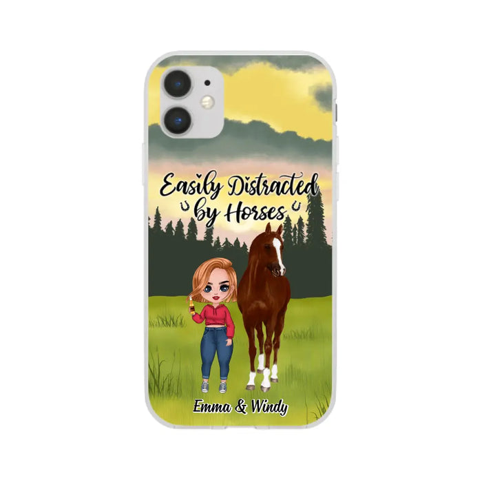 Easily Distracted By Horses - Personalized Phone Case For Her, Horse Lovers, Case For Iphone/Samsung