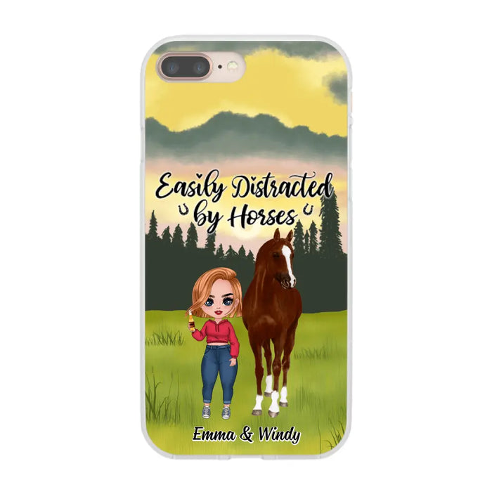 Easily Distracted By Horses - Personalized Phone Case For Her, Horse Lovers, Case For Iphone/Samsung