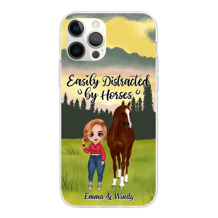 Easily Distracted By Horses - Personalized Phone Case For Her, Horse Lovers, Case For Iphone/Samsung