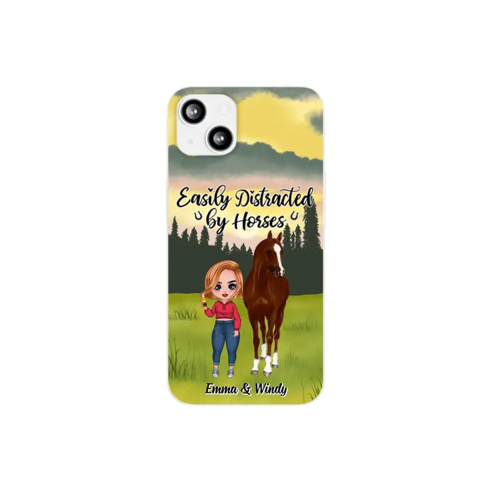 Easily Distracted By Horses - Personalized Phone Case For Her, Horse Lovers, Case For Iphone/Samsung