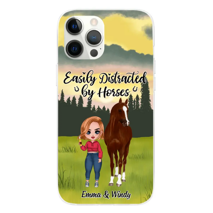 Easily Distracted By Horses - Personalized Phone Case For Her, Horse Lovers, Case For Iphone/Samsung