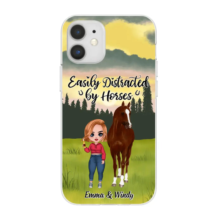 Easily Distracted By Horses - Personalized Phone Case For Her, Horse Lovers, Case For Iphone/Samsung