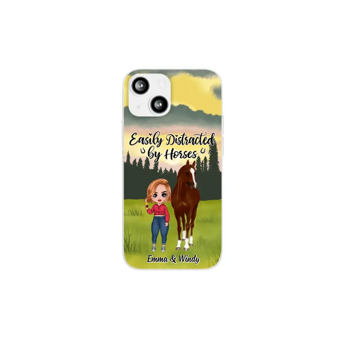 Easily Distracted By Horses - Personalized Phone Case For Her, Horse Lovers, Case For Iphone/Samsung