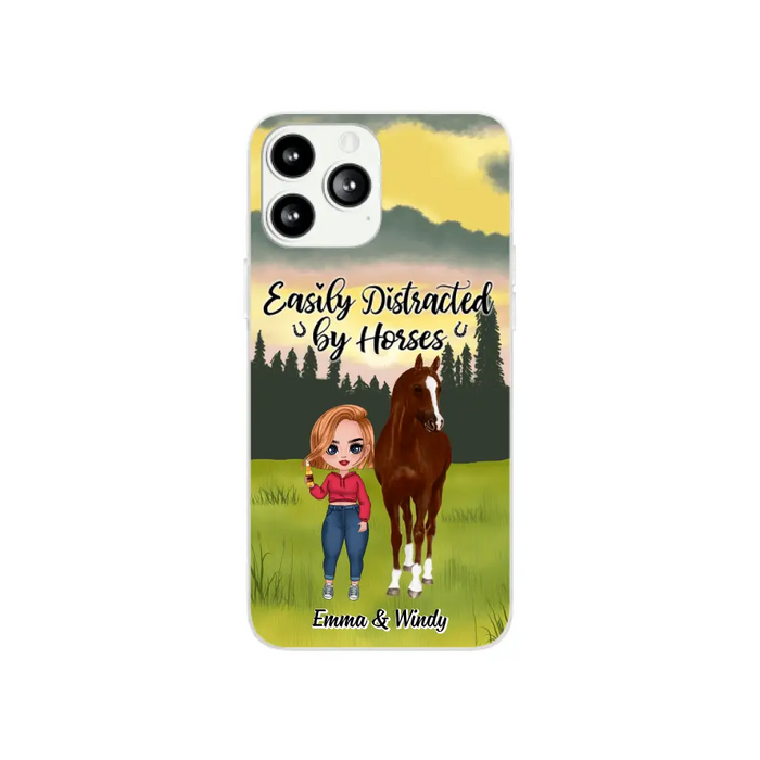 Easily Distracted By Horses - Personalized Phone Case For Her, Horse Lovers, Case For Iphone/Samsung