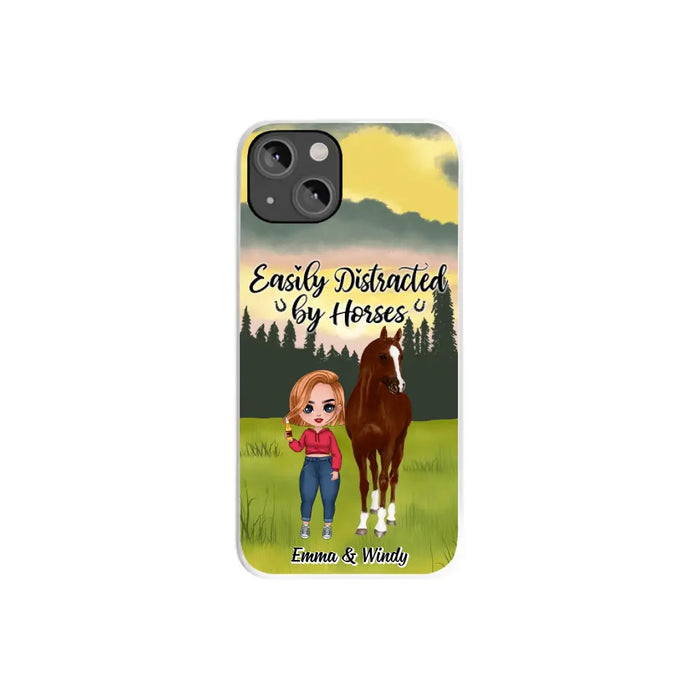 Easily Distracted By Horses - Personalized Phone Case For Her, Horse Lovers, Case For Iphone/Samsung