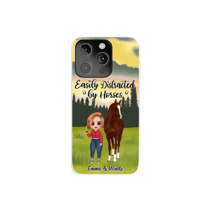 Easily Distracted By Horses - Personalized Phone Case For Her, Horse Lovers, Case For Iphone/Samsung