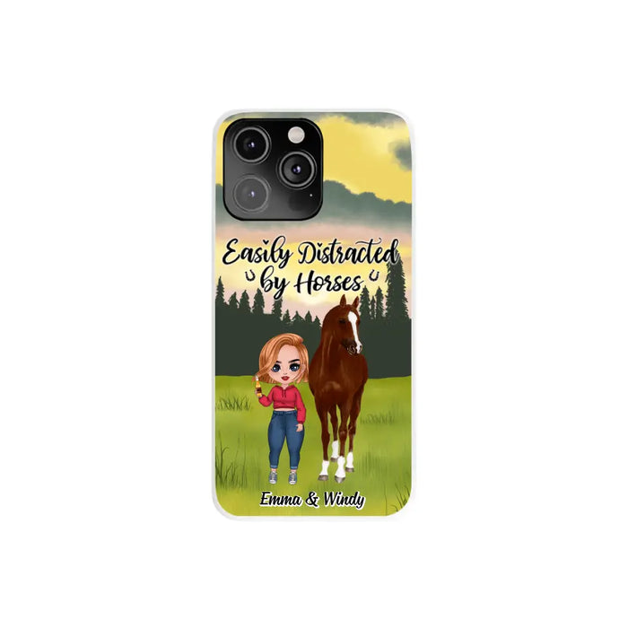 Easily Distracted By Horses - Personalized Phone Case For Her, Horse Lovers, Case For Iphone/Samsung