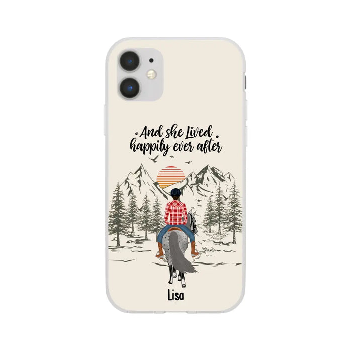 And She Lived Happily Ever After - Personalized Phone Case, Custom Girl Riding Horse Case For Horse Lovers