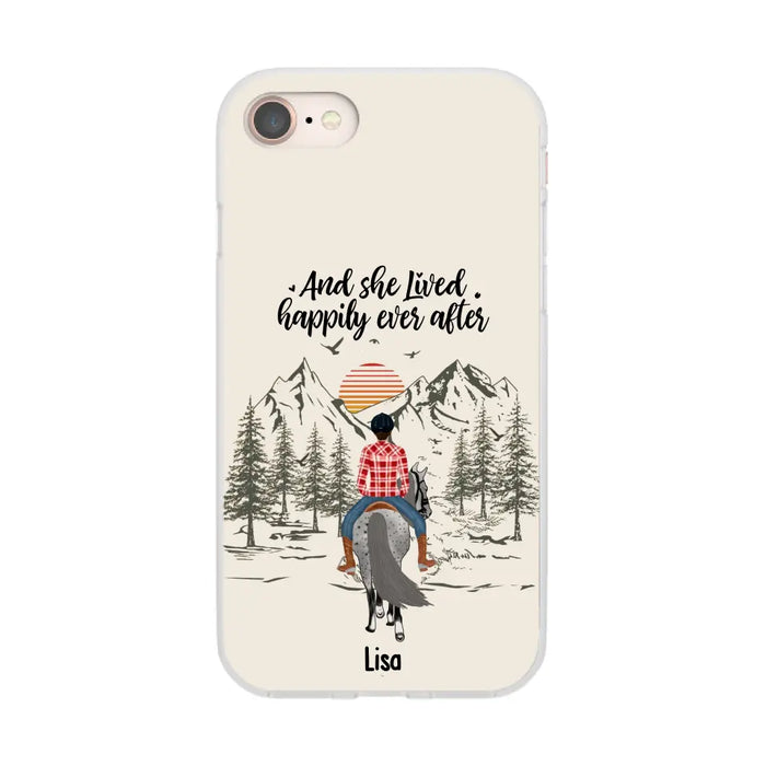 And She Lived Happily Ever After - Personalized Phone Case, Custom Girl Riding Horse Case For Horse Lovers