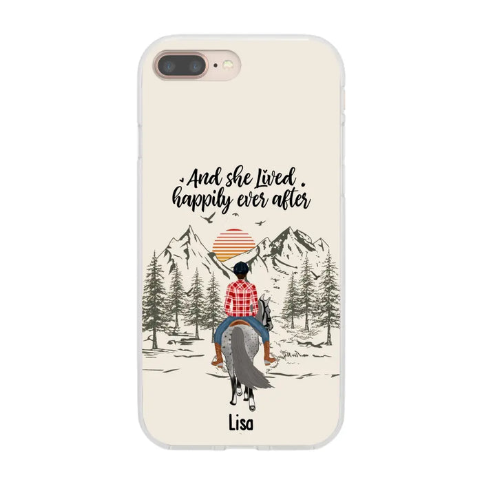 And She Lived Happily Ever After - Personalized Phone Case, Custom Girl Riding Horse Case For Horse Lovers