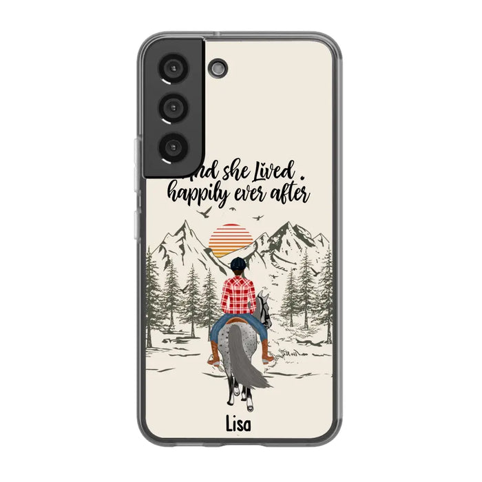 And She Lived Happily Ever After - Personalized Phone Case, Custom Girl Riding Horse Case For Horse Lovers