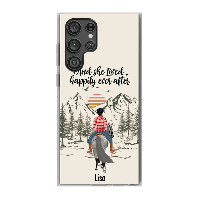 And She Lived Happily Ever After - Personalized Phone Case, Custom Girl Riding Horse Case For Horse Lovers