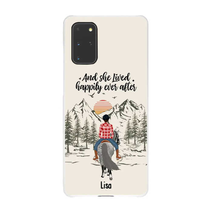 And She Lived Happily Ever After - Personalized Phone Case, Custom Girl Riding Horse Case For Horse Lovers