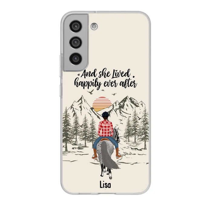 And She Lived Happily Ever After - Personalized Phone Case, Custom Girl Riding Horse Case For Horse Lovers