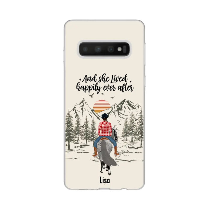 And She Lived Happily Ever After - Personalized Phone Case, Custom Girl Riding Horse Case For Horse Lovers