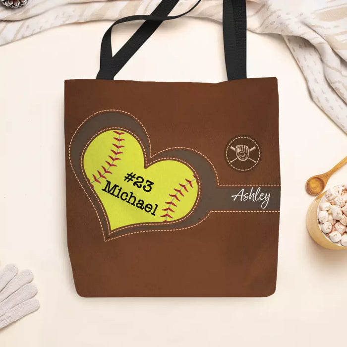 Personalized Softball Tote Bag with Name, Custom Bag for Softball Mom, Softball Lovers