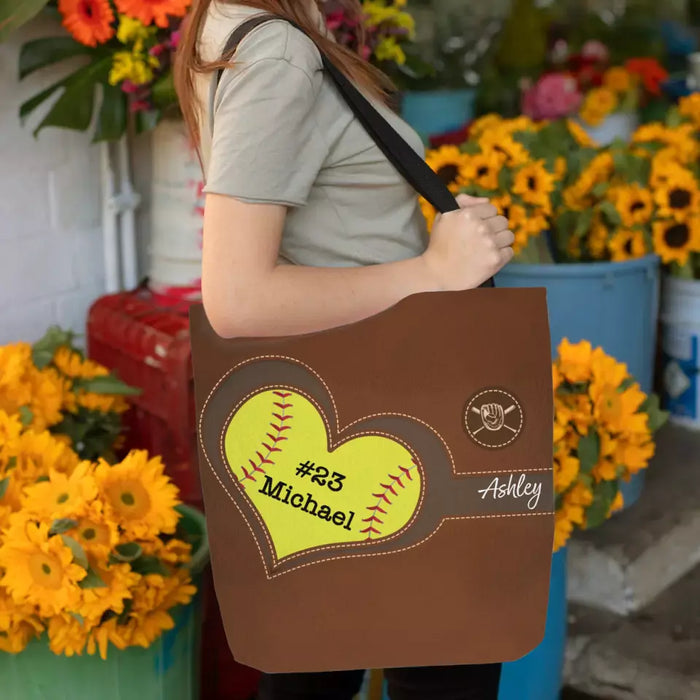 Personalized Softball Tote Bag with Name, Custom Bag for Softball Mom, Softball Lovers