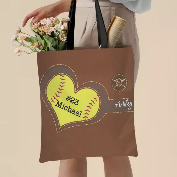 Personalized Softball Tote Bag with Name, Custom Bag for Softball Mom, Softball Lovers