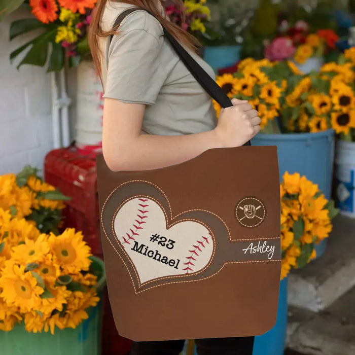 Personalized Baseball Tote Bag with Name, Custom Bag for Baseball Mom, Baseball Lovers