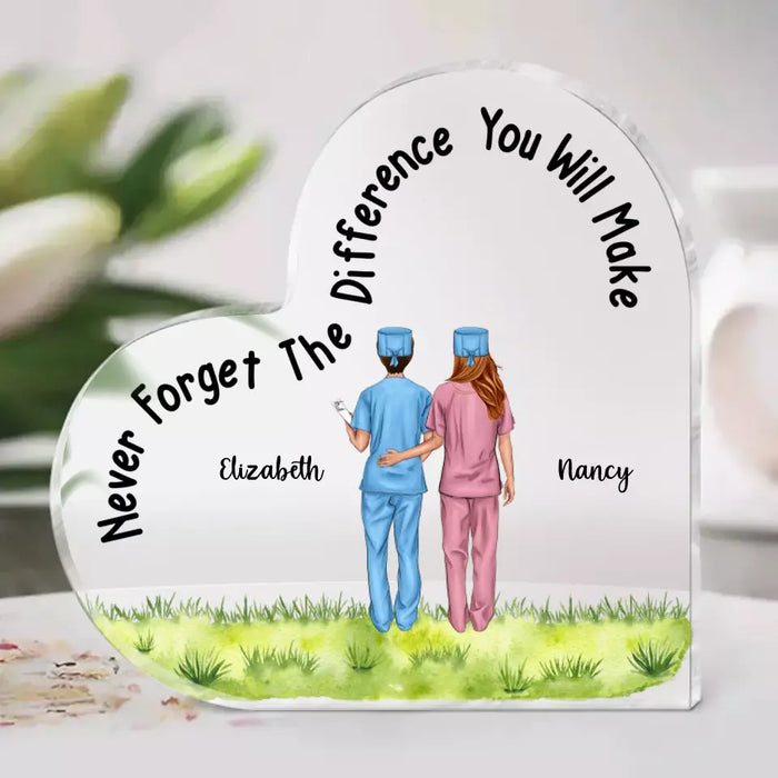 Never Forget The Difference You Will Made - Personalized Gifts Custom Nurse Acrylic Plaque For Friends, Nurse Gifts