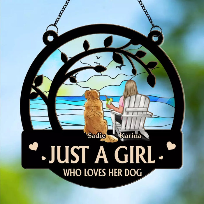 Personalized A Girl and Her Dog A Bond That Can't Be Broken Suncatcher Ornament, Custom Window Hanging Suncatcher For Dog Lovers