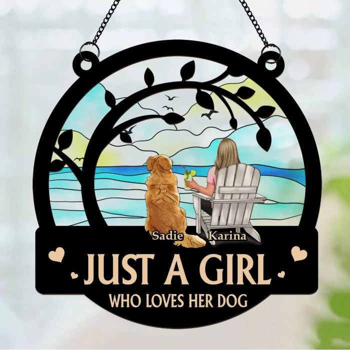 Personalized A Girl and Her Dog A Bond That Can't Be Broken Suncatcher Ornament, Custom Window Hanging Suncatcher For Dog Lovers