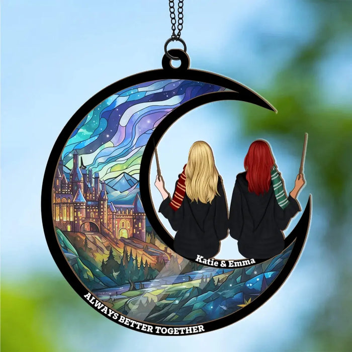 Personalized Wizard Best Friends Suncatcher, Custom Sisters Suncatcher, Gift For Wizard Family, Couple, Best Friend