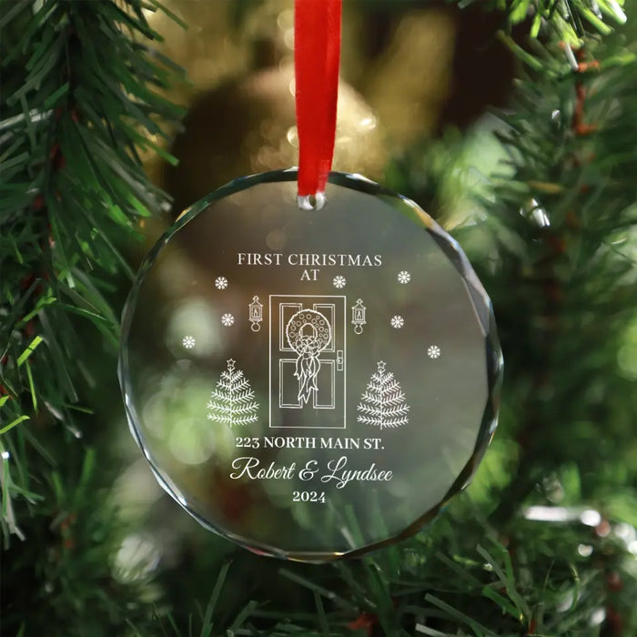 Personalized First Christmas At New Home Glass Ornament, Custom New Home Ornament, Christmas Gift for New Homeowners