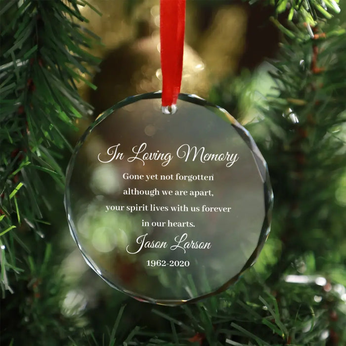 Personalized In Loving Memory Glass Ornament, Custom Remembrance Ornament, Memorial Gifts for Loss of Loved Ones