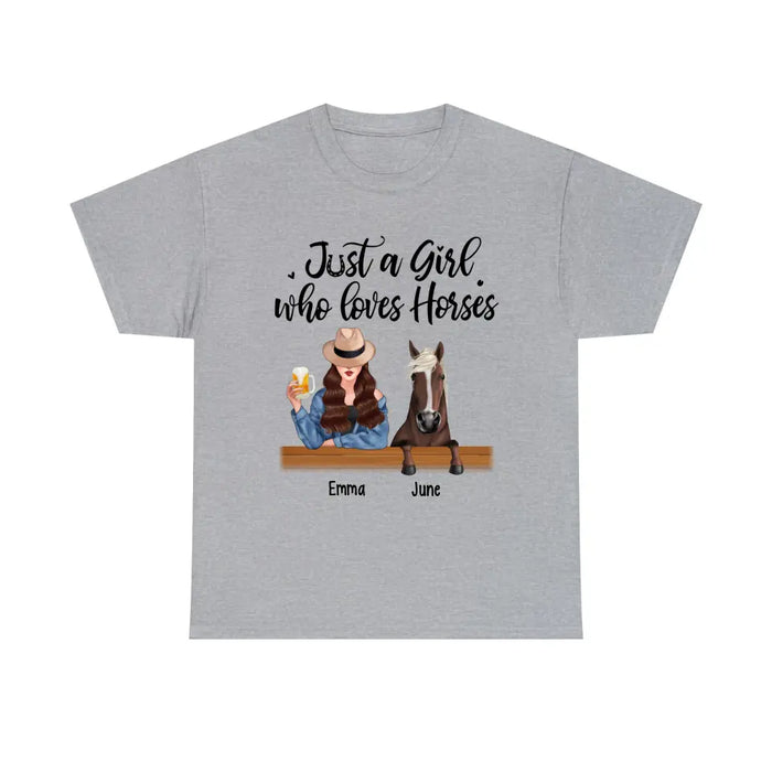 Personalized Just A Girl Who Loves Horses Shirt, Custom Girl with Her Horse Shirt, Gifts for Horse Lovers