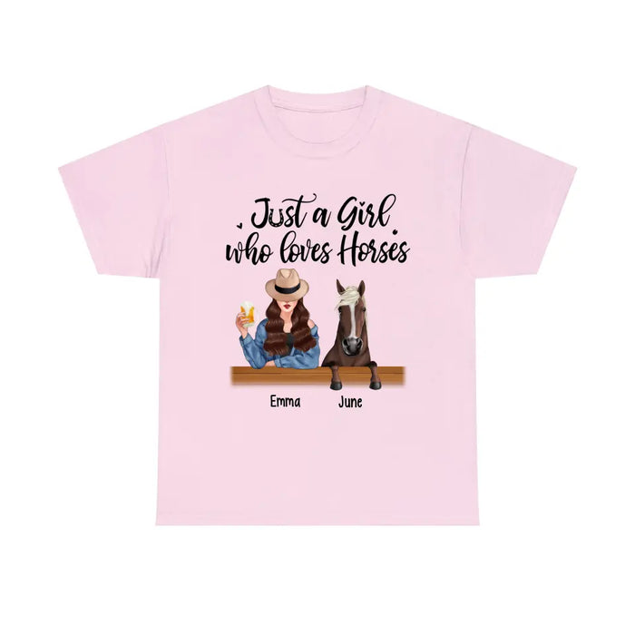 Personalized Just A Girl Who Loves Horses Shirt, Custom Girl with Her Horse Shirt, Gifts for Horse Lovers