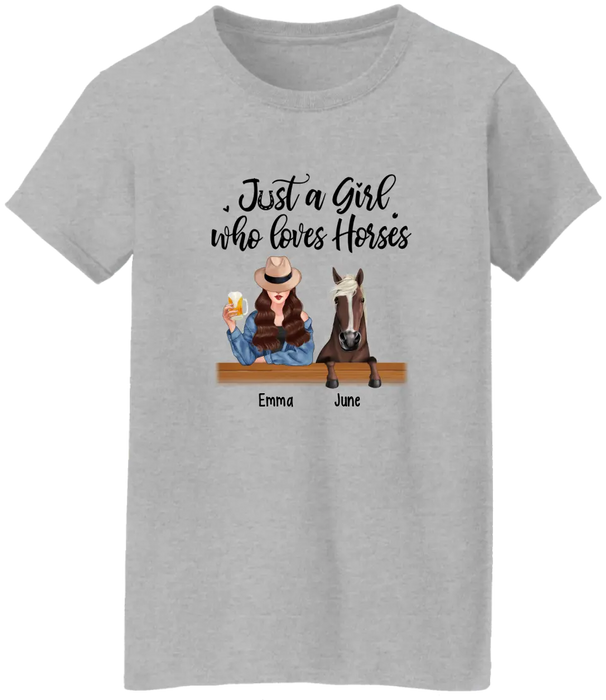 Personalized Just A Girl Who Loves Horses Shirt, Custom Girl with Her Horse Shirt, Gifts for Horse Lovers