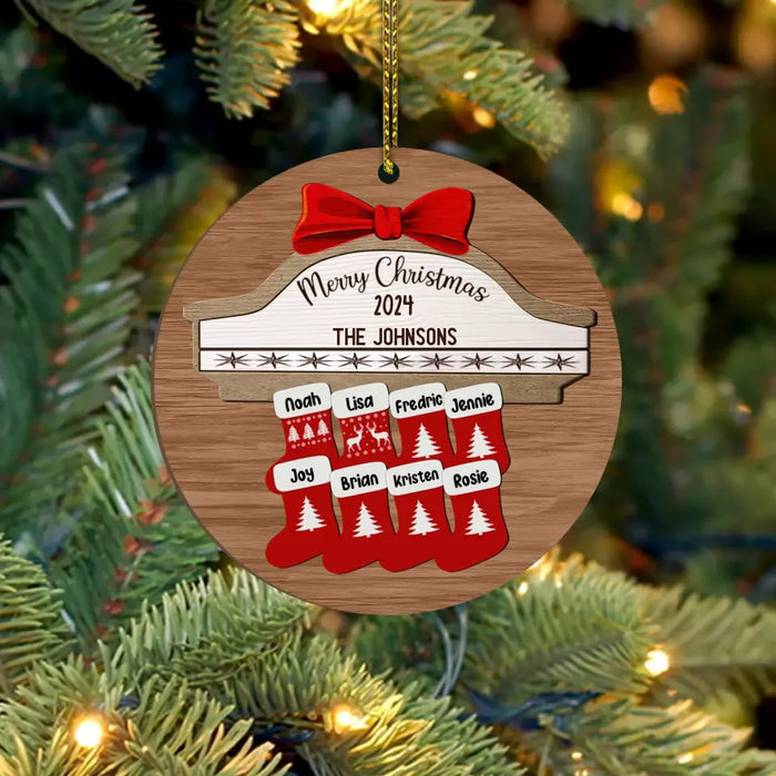 Merry Christmas 2024 Socks Family - Personalized Gifts Custom Ornament For Family