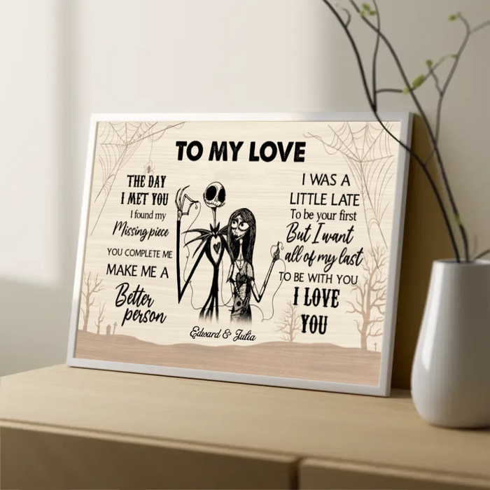 Personalized To My Love The Day I Met You I Found My Missing Piece Canvas, Halloween Couple Anniversary, Gift for Halloween, Wedding Anniversary Gift