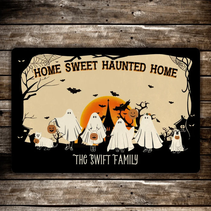 Home Sweet Haunted Home - Personalized Halloween Gifts Custom Halloween Doormat For Family