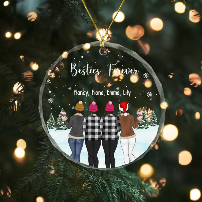 Personalized Besties Forever Glass Ornament, Custom Best Friend Christmas Ornament, Christmas Gift for Bestie, Best Friend, Sister