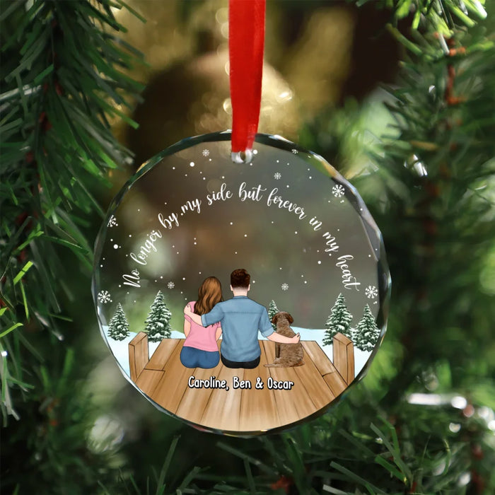 Personalized A Best Friend Is Never Forgotten Memorial Glass Ornament, Custom Couple with Pets Christmas Ornament, Christmas Gift for Dog Cat Lovers