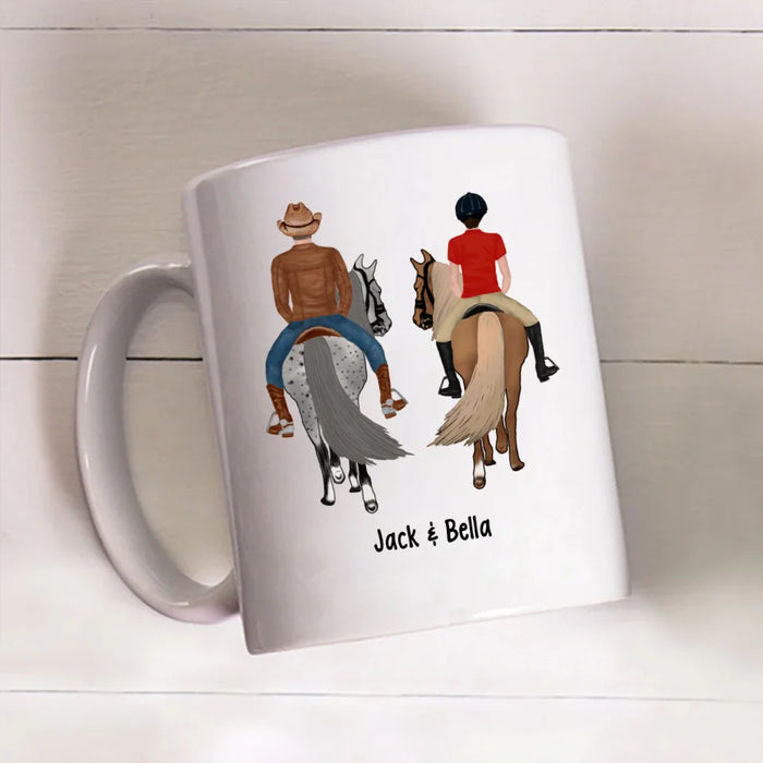 Personalized Riding Partners For Life Mug, Custom Horseback Riding Couple, Best Friend Mug, Gifts For Horse Lovers