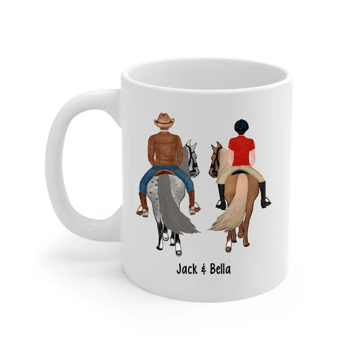 Personalized Riding Partners For Life Mug, Custom Horseback Riding Couple, Best Friend Mug, Gifts For Horse Lovers