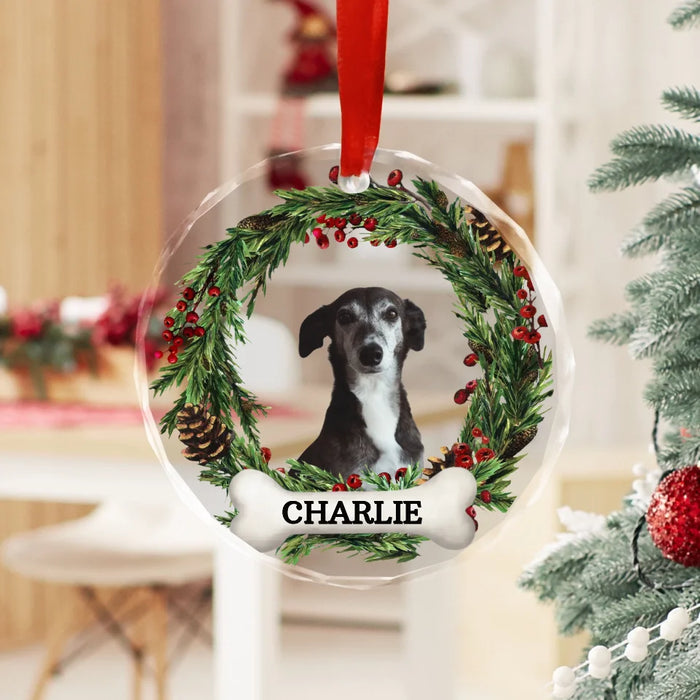 Personalized Pet Portrait Glass Ornament, Custom Pet Photo Christmas Ornament, Christmas Gift for Pet Lovers