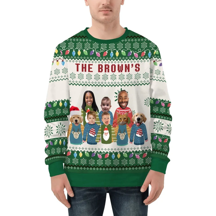 Personalized Face Christmas Family Ugly Sweater, Custom Photo Christmas Sweater, Christmas Gifts for Family