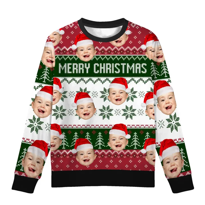 Personalized Merry Christmas Ugly Sweater, Custom Face Photo Christmas Sweater, Christmas Gifts for Family