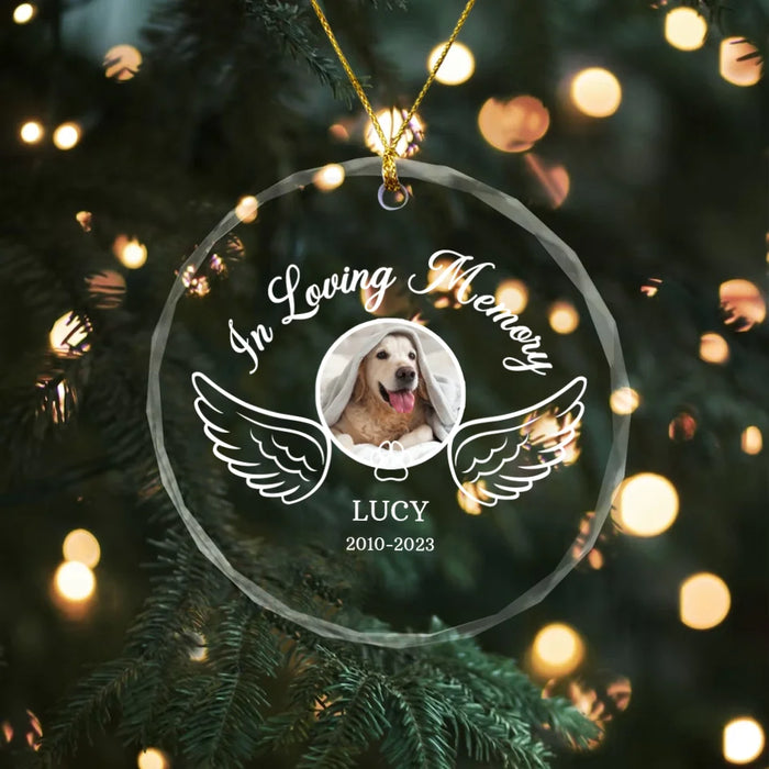 Personalized In Loving Memory Glass Ornament, Custom Dog Memorial Photo Ornament, Loss of Dog Sympathy Gift