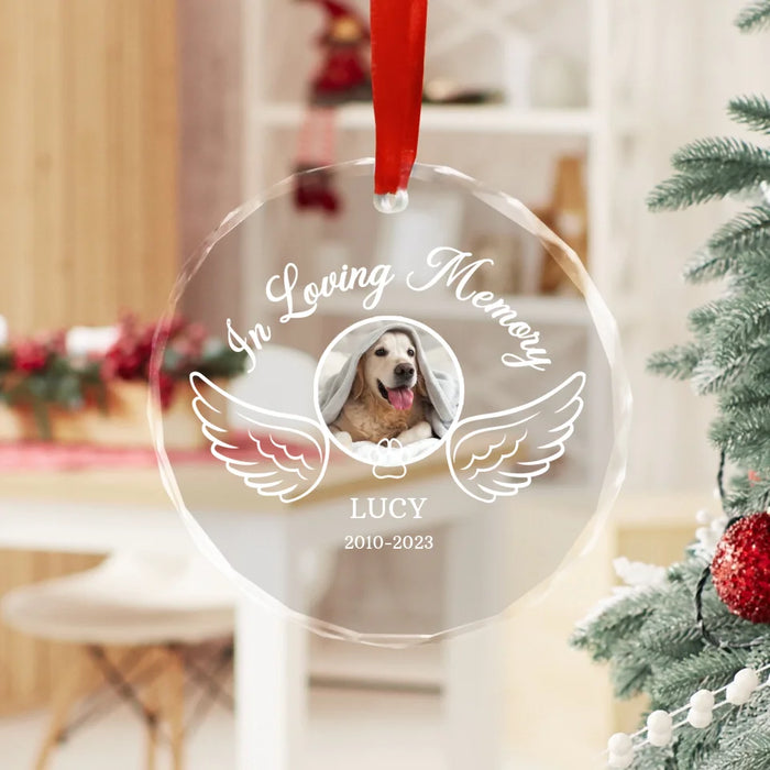 Personalized In Loving Memory Glass Ornament, Custom Dog Memorial Photo Ornament, Loss of Dog Sympathy Gift