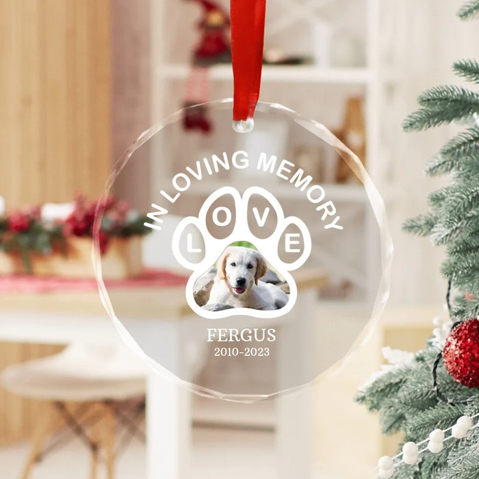 Personalized In Loving Memory Glass Ornament, Custom Dog Memorial Photo Ornament, Loss of Dog Sympathy Gift