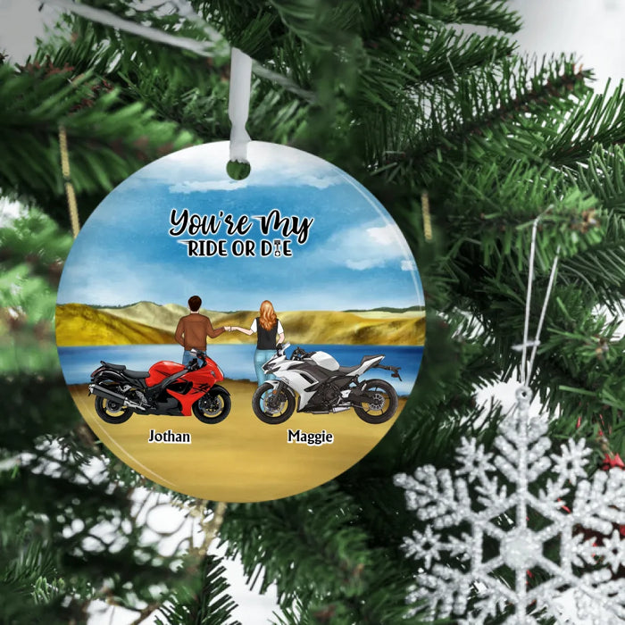 Ride Together Stay Together - Personalized Gifts Custom Motorcycle Ornament For Biker Couples, Motorcycle Lovers