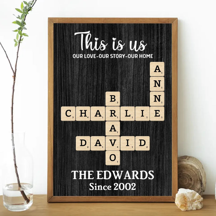 Personalized This Is Us Family Crossword Poster, Custom Family Scrabble Poster, Scrabble Wall Decor for Family