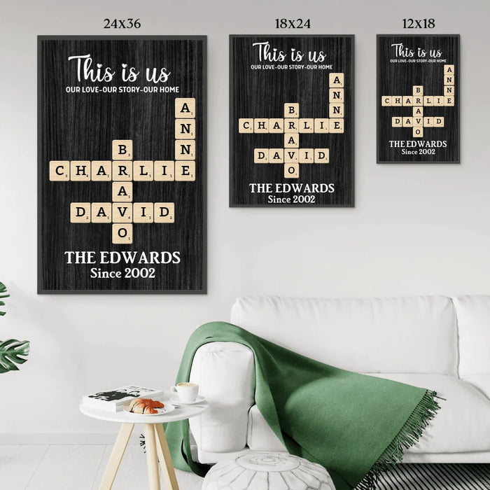 Personalized This Is Us Family Crossword Poster, Custom Family Scrabble Poster, Scrabble Wall Decor for Family