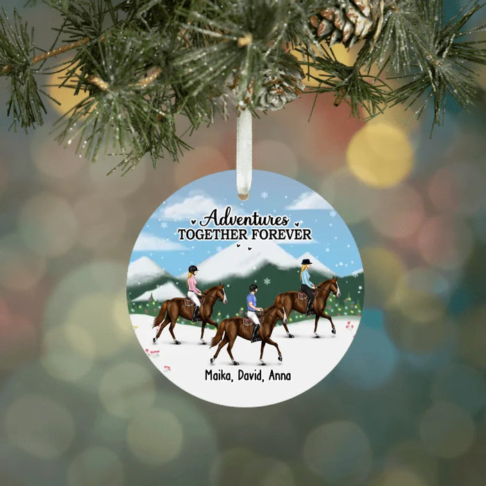 Personalized Adventures Together Forever Ornament, Custom Horse Riding Ceramic Ornament For Friends, For Couples, Horse Lovers