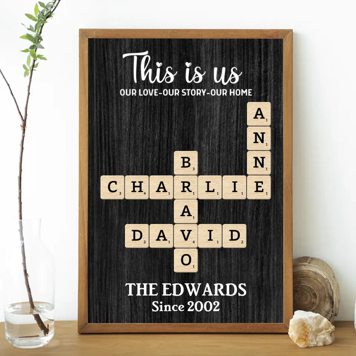 Personalized This Is Us Family Crossword Poster, Custom Family Scrabble Poster, Scrabble Wall Decor for Family